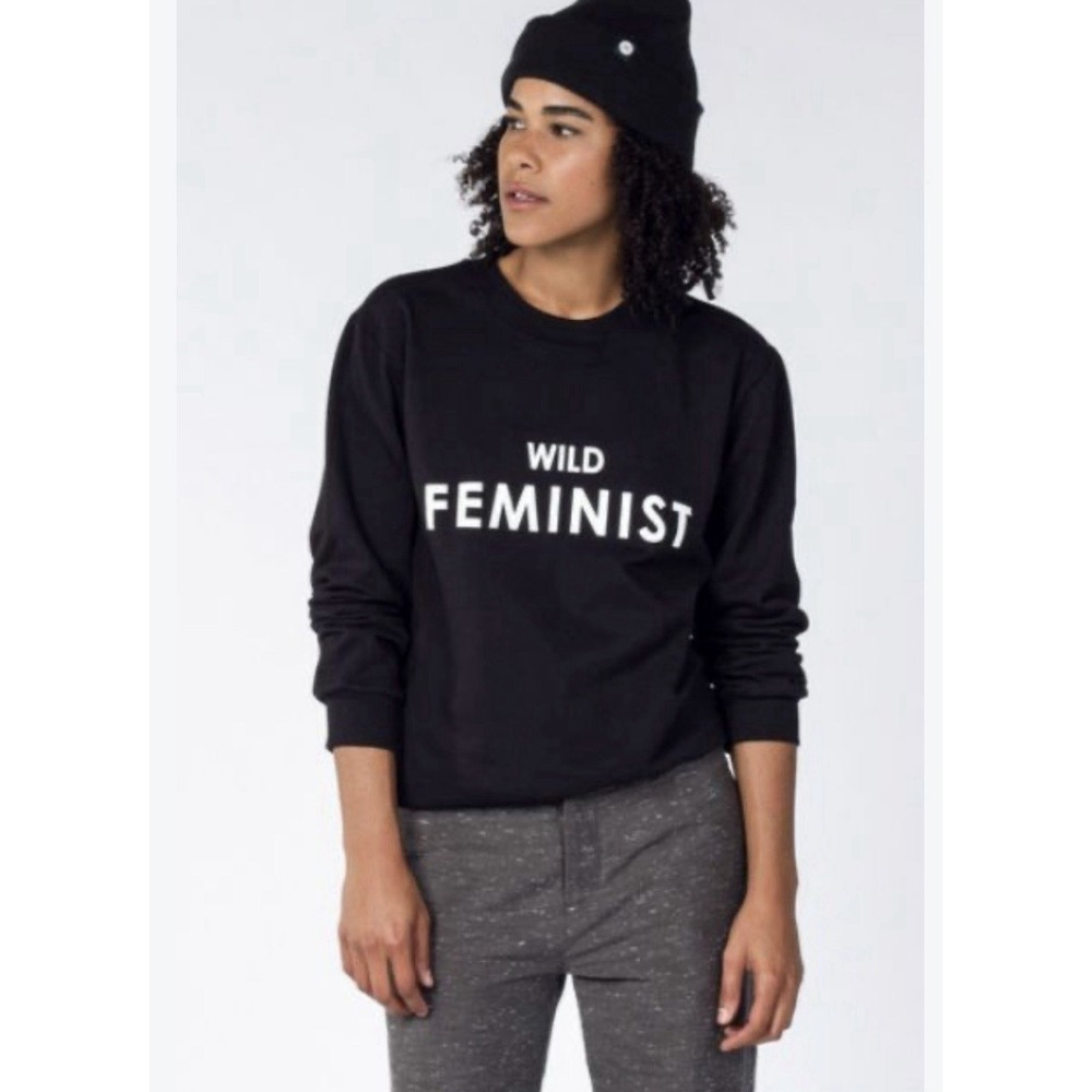 Wildfang Wild Feminist Graphic Fleece Crewneck Sweatshirt Lg Cotton Civic Cool